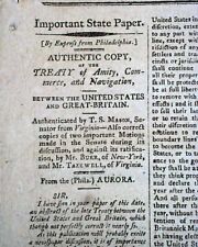 (2) John JAY'S TREATY George Washington - Lord Grenville & War 1796 Newspapers picture