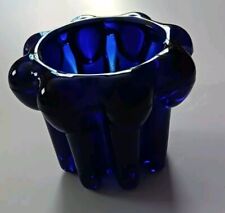 vintage cobalt blue glass candlestick Holder 3 Inches Tall Estate  picture