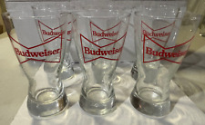 VINTAGE 1980'S BUDWEISER RED BOWTIE 6 INCH TALL LIBBEY PILSNER BEER GLASS picture