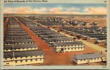 Vtg Fort Devens Massachusetts MA Air View of Barracks 1940s Linen Postcard picture