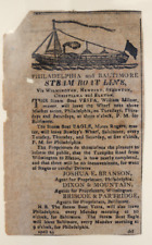 1840s Advertising Philadelphia And Baltimore Steamboat Line Clipped Ad Matted picture