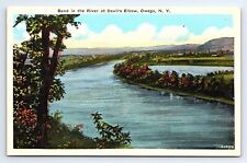 Postcard Bend In River Devil's Elbow Owego New York picture