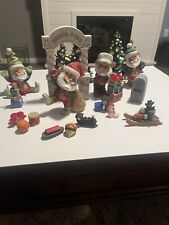 Santa’s Elves  With Packages And Ceramics Tree , Large Set .,Make Offer picture