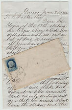 Sheep Shearing Wager Bet 1861 Geneseo NY ALS RARE - Fascinating Letter & Cover - picture