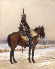 Art Oil painting Jean+Baptiste+Edouard+Detaille-The+Picket horseman horse picture