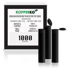 Kopperko 1000 Pack 116mm Plastic Pop Top Tube - Child Resistant - Black picture