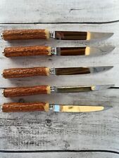 Vintage Steak 5 Knives  Stagmaster Stainless Steel Faux Antler picture