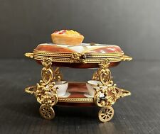 Vintage Limoges France Porcelain Figural Trinket Box Tea Cart picture
