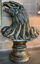 Hand Carved Solid Wood Eagle Bust Head Sculpture - Antique / Vintage Finish picture