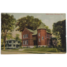 1910 Public Library Skowhegan Maine Postcard Antique 1910 Posted Stamp picture