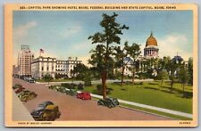 Capitol Park Hotel Boise Federal Building State Idaho Aerial View Linen Postcard picture