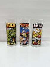 Three 3 Marvel Comics 10 Ounce Glasses Cup Set (Thor, Hulk & Ironman) 2012 picture