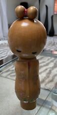 VTG JAPANESE KOKESHI WOODEN DOLL CARVED STATUE COLLECTOR PIECE HAND PAINTED 10” picture