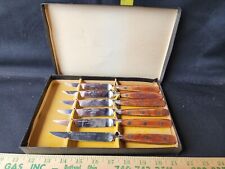 Vintage OB Stainless Steel Steak Knives Japan Used In Box Great Shape picture