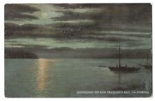 San Francisco Bay California c1915 Moonlight, sailboat, Golden Gate at night picture