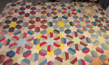 vintage Quilt Stars/flower multi color hand sewn antique 82x64 picture