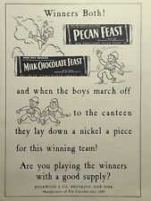 Pecan Feast Milk Chocolate Candy Bars Soldiers Brooklyn NY Vintage Print Ad 1944 picture
