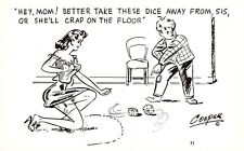 Vintage Postcard Hey Mom Better Take These Dice Away From Sister Art Comics picture