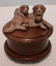 Vtg REUGE Edelweiss Wood Music Box - Saint Bernards- Some Issues See Photos  picture