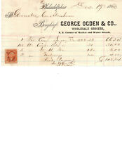 1864 Billhead,Civil War Era,George Ogden,Market,Water St.Philadelphia,Rev Stamp picture