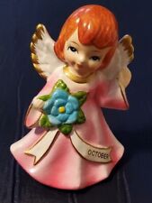 Vintage Birthday Angel October Made In Korea Figurine Beautiful Pink picture