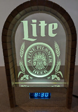 Vintage 1987 Miller Lite Beer Arched Lucite Digital Clock Sign 13