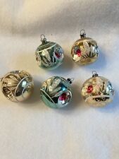 5- VTG 1950s SMALL JAPAN CHRISTMAS TRIPLE INDENT ORNAMENTS- 1 3/4