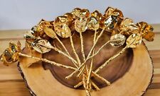 24k Gold Dipped Roses - Lot of 10  - 11 inch Real Long Stem - 24 Karat picture