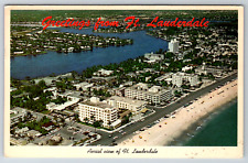 c1960s Greetings Ft. Lauderdale Florida Aerial View Vintage Postcard picture
