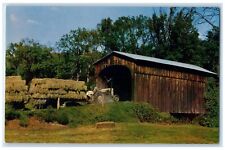 c1950's Randolph Covered Bridge Randolph Vermont VT, Tractor Hay  Postcard picture