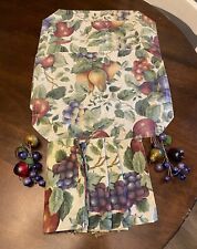 Vintage 4 Linen Napkins & 4 Placemats & 2 Napkin Rings Grapes Pear Unbranded MCM picture