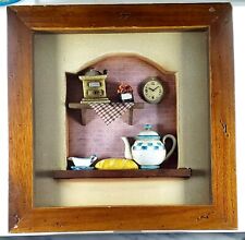 Vintage Diorama Country Kitchen Wall Hanging 3D Shadow Box 11.25 x 11.25
