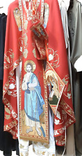 Orthodox chtistian priest embroidered red vestments picture