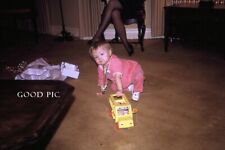 #J42- a Vintage 35mm Slide Photo- Little Girl With Toy Car - 1972 picture