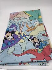 RARE Vintage Disney Stone Age Mickey Minnie Dinosaur Twin Flat Fitted Sheet picture