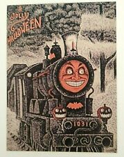 *Halloween* Postcard: Creepy Halloween Locomotive Vintage Image~Reproduction picture