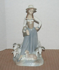 Vintage Zaphir by Lladro Made In Spain Girl with Sheep and Ram Statue 16