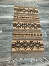 100% Wool Southwestern Indian Aztec Print Rug 27 x 55 picture