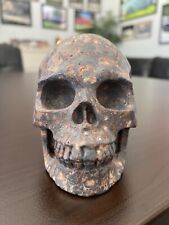 US SELLER Hand Carved BROWN SNOWFLAKE Crystal Quartz Skull 3.5X2.375X2.75 picture
