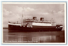 Ireland RPPC Photo Postcard MV Ulster Monarch Belfast Liverpool Service c1920's picture