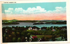 Castine Harbor Maine Aerial View White Border Unposted Postcard 1920s picture