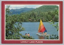 Transportation~View Of Sailboat On Lovely Lake Placid~Continental Postcard picture