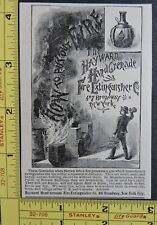 RARE Antique 1885 Ad - Hayward Hand Grnade Fire Extinguisher NY Vtg picture