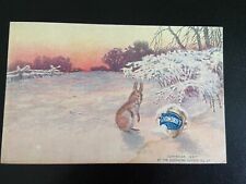 vintage postcard advertising Southern cotton oil bunny rabbit winter snow drift picture
