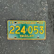 1959 Michigan Trailer License Plate Vintage Auto Tag Garage Decor 224 053 picture