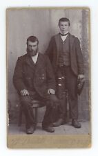 Antique CDV c1870s Intense Scary Looking Man in Beard Younger Man Standing By. picture