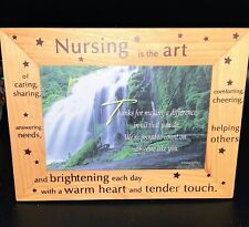 Wooden Nursing Nurse Photo Picture Frame Light Wood Landscape Vintage 4x6” picture