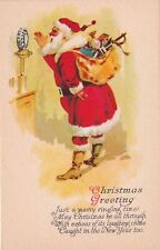 Christmas Greeting Santa Claus Bag Full of Gifts Postcard D20 picture