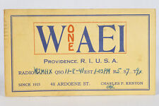1941 Amateur Ham Radio QSL Card Providence Rhose Island W1AEI Charles Kenyon picture