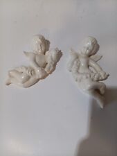 2 Homemade CHERUBS/ANGELS White wall hangings picture